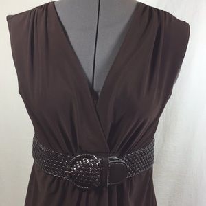 Studio Y Sleeveless V Neck Brown Top Size Medium